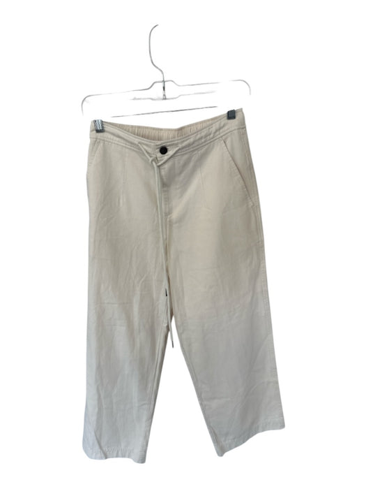 Lilla P Size XS Cream Cotton High Waist Drawstring Straight Leg Pants Cream / XS