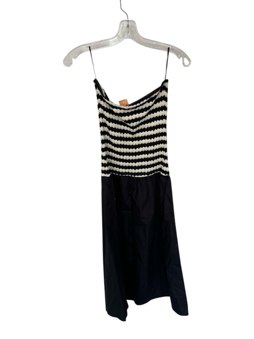 Mango Size XS Black & Cream Cotton Blend Crochet Strapless Maxi Dress Black & Cream / XS