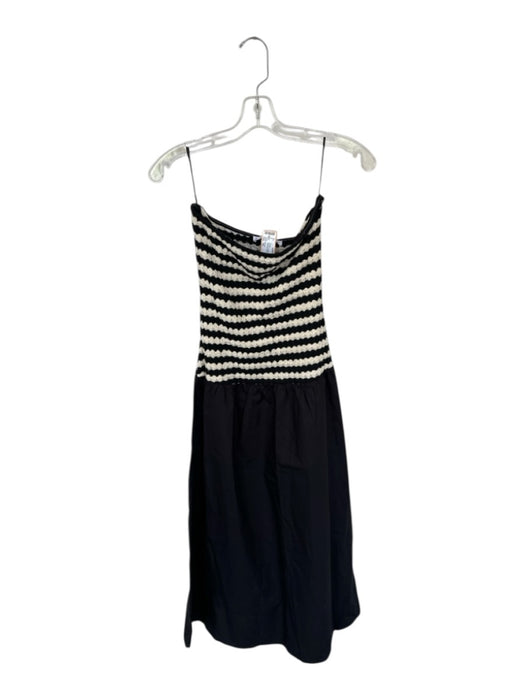 Mango Size XS Black & Cream Cotton Blend Crochet Strapless Maxi Dress Black & Cream / XS