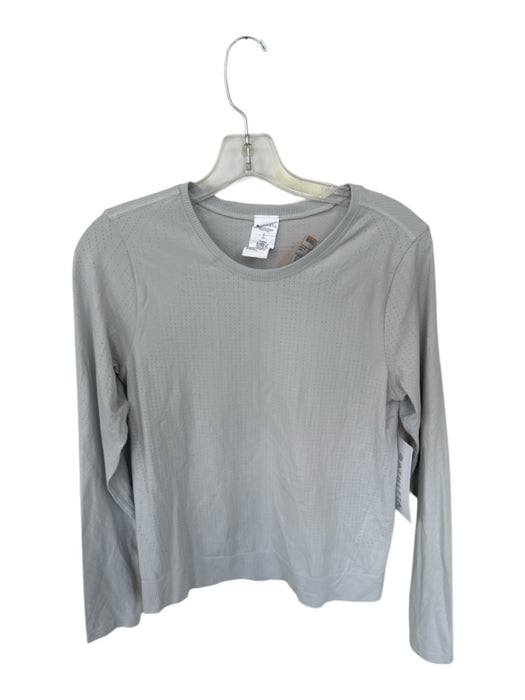 Athleta Size S Light Gray Nylon Blend Long Sleeve Perforated Athletic Top Light Gray / S
