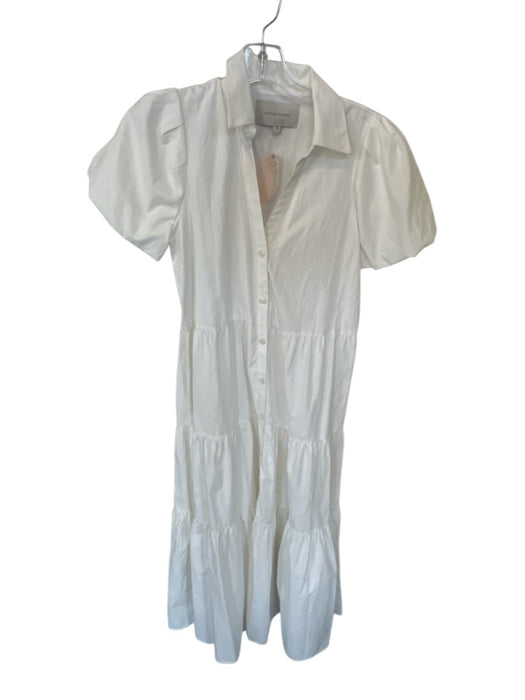 Brochu Walker Size XS Ivory Cotton Short Balloon Sleeve Collar Button Down Dress Ivory / XS