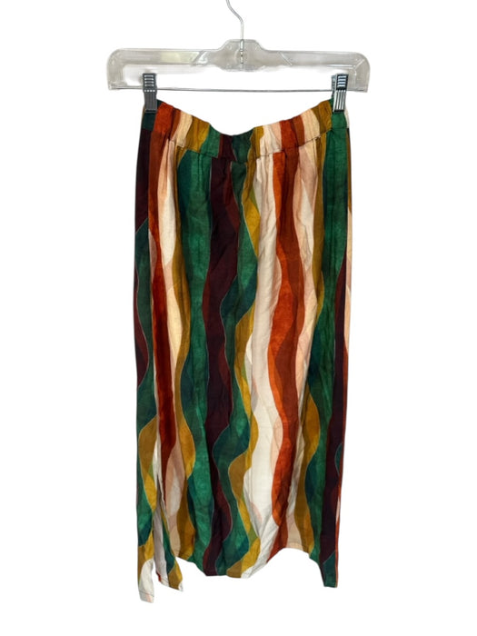 Willa Story Size XS Green & Rust Polyester Elastic Waist Swirls Maxi Skirt Green & Rust / XS