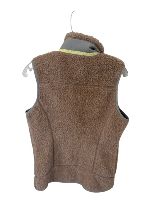 Patagonia Size M Tan & Green Polyester Fuzzy Full ZIp Athletic Vest Tan & Green / M