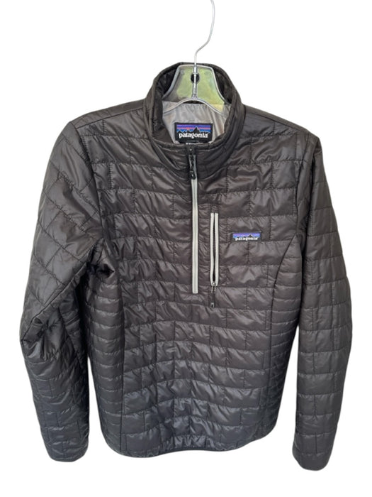 Patagonia Size M Black & Gray Polyester Quilted Half Zip Athletic Jacket Black & Gray / M