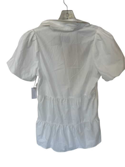 Brochu Walker Size S Ivory Cotton Short Balloon Sleeve Collar Button Down Dress Ivory / S