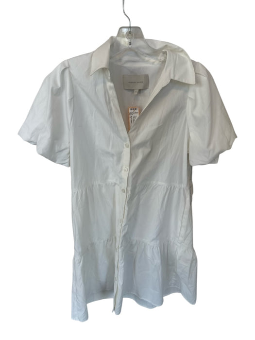 Brochu Walker Size S Ivory Cotton Short Balloon Sleeve Collar Button Down Dress Ivory / S