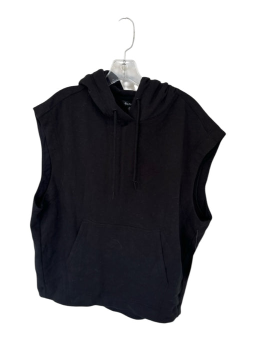 Athleta Size M Black Cotton Blend Sleeveless kangaroo Pocket Athletic Hoodie Black / M