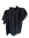 Hunter Bell Size S Black Tencel Short Sleeve Ruffle Collar Buttons V Neck Top Black / S