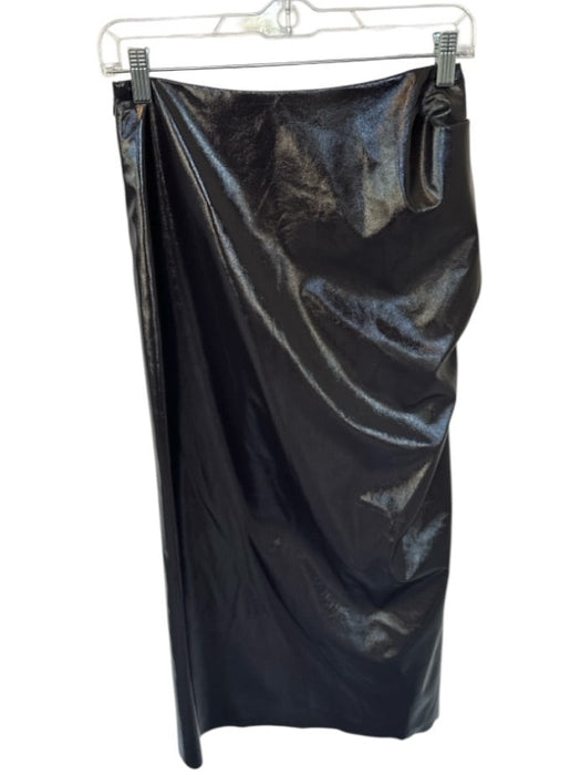 A.L.C. Size 0 Gray Vegan Leather Side Zip Gathered Midi Skirt Gray / 0