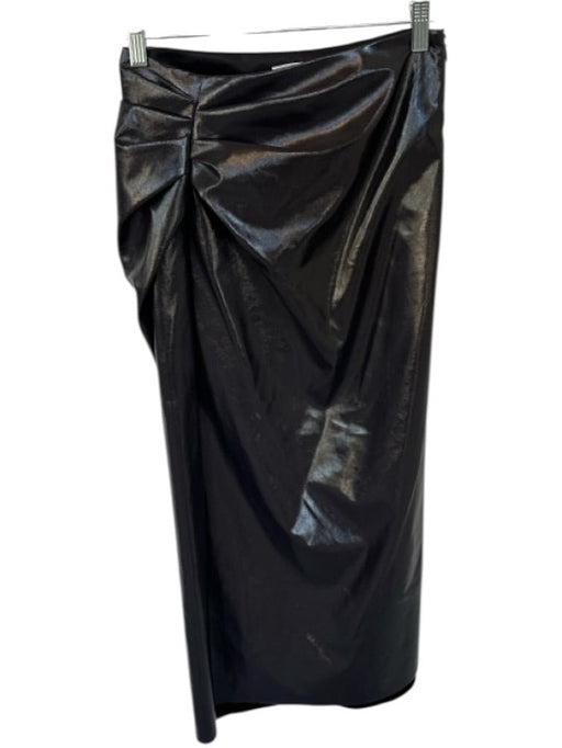 A.L.C. Size 0 Gray Vegan Leather Side Zip Gathered Midi Skirt Gray / 0