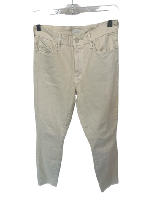 Mother Size 26 Tan Cotton Blend High Waist Skinny Raw Hem Jeans Tan / 26