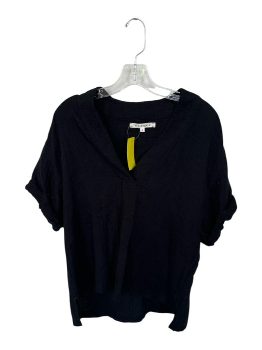 XiRENA Size S Black Cotton Short Sleeve V Neck Gauze Top Black / S