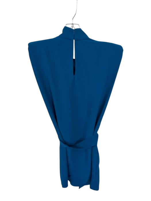 Amanda Uprichard Size XS Teal Polyester Cap Sleeve Shoulder Pads Belted Dress Teal / XS