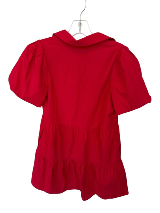 Brochu Walker Size XS Red Cotton & Polyester Short Balloon Sleeve Collar Dress Red / XS