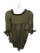 Misa Size S Olive Green Viscose Short Sleeve Button Down Top Olive Green / S