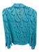 L'agence Size S Aqua Polyester Botanical Long Balloon Sleeve Button Down Top Aqua / S