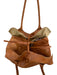 Let & Her Brown Leather Top Handles Top Tie Bag Brown / L