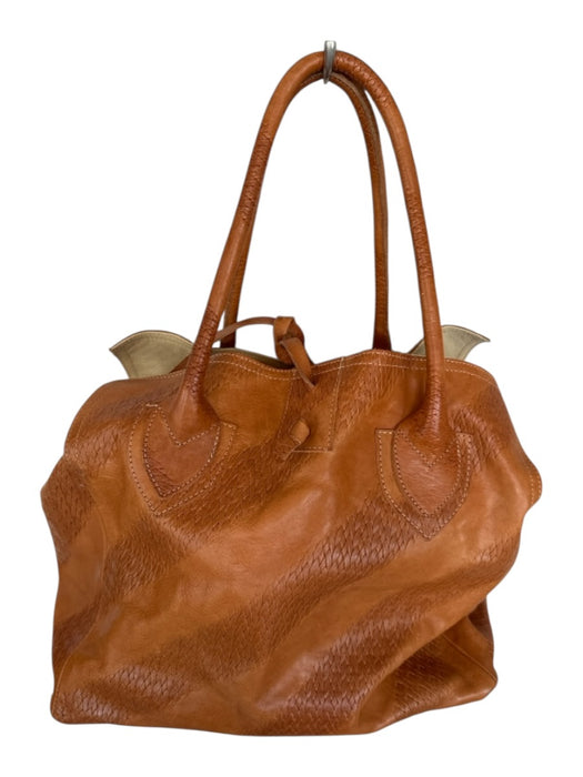 Let & Her Brown Leather Top Handles Top Tie Bag Brown / L