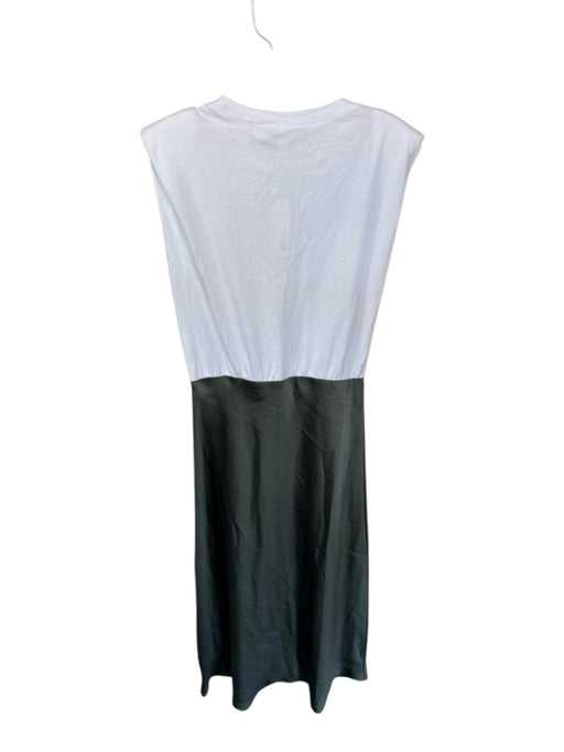 Glam Size S White & Gray Polyester Shoulder Pads Color Block Maxi Dress White & Gray / S