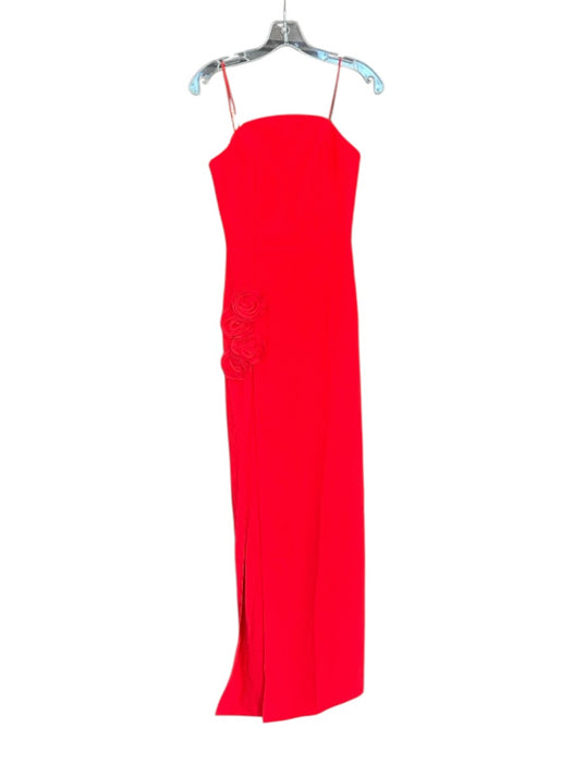 Amanda Uprichard Size XS Neon Coral Polyester Strapless Flower Application Gown Neon Coral / XS