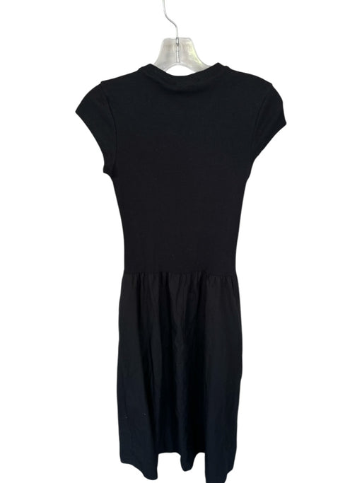 MNG Size XS Black Cotton Blend Short Sleeve Ribbed Maxi Dress Black / XS