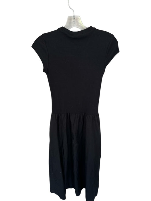 MNG Size XS Black Cotton Blend Short Sleeve Ribbed Maxi Dress Black / XS