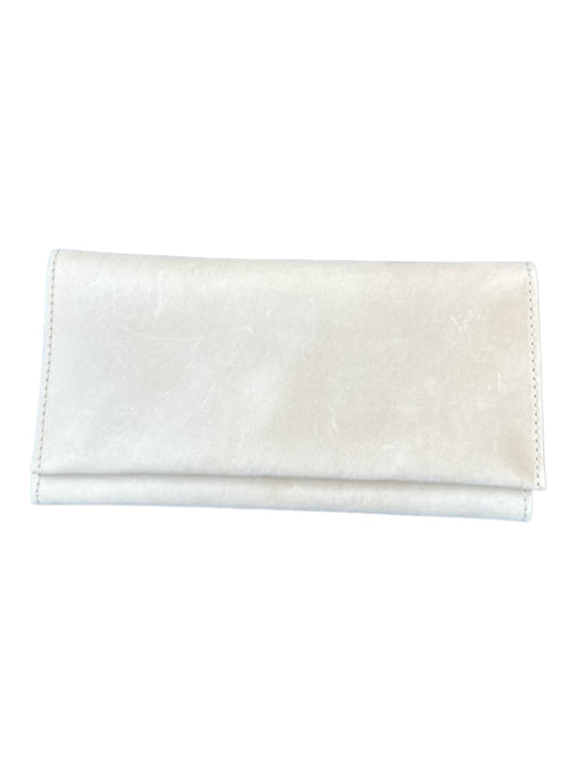 ABLE Bone Leather Snap Button Front Flap Rectangle Wallets Bone