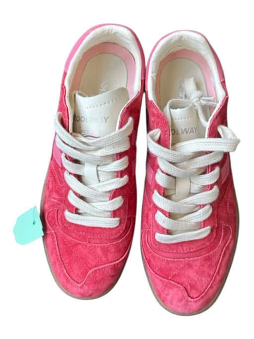 Coolway Shoe Size 7 Red & Pink Leather Lace Up Athletic Sneakers Red & Pink / 7