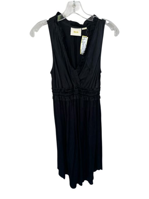 Maeve Size XS Black Viscose Sleeveless Ruffles Smocked Waist Midi Dress Black / XS