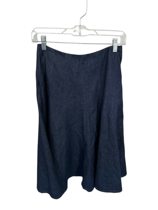 Madewell Size 25 Dark Wash Cotton Blend Back Zip Front Pockets Midi Denim Skirt Dark Wash / 25