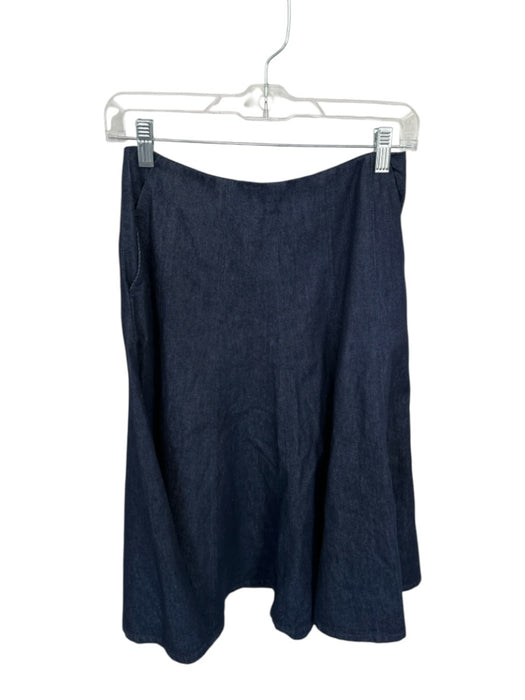 Madewell Size 25 Dark Wash Cotton Blend Back Zip Front Pockets Midi Denim Skirt Dark Wash / 25