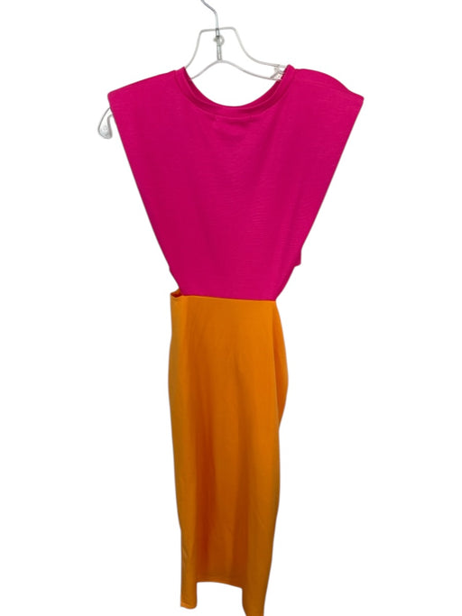 Pants Store Size S Pink & Orange Polyester Blend Shoulder Pads Color Block Dress Pink & Orange / S