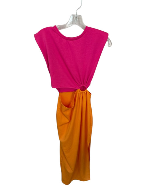 Pants Store Size S Pink & Orange Polyester Blend Shoulder Pads Color Block Dress Pink & Orange / S