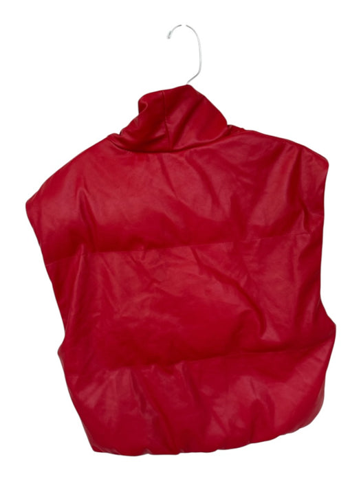 Elan Size S Red Vegan Leather Sleeveless Snap buttons Puffer Vest Red / S