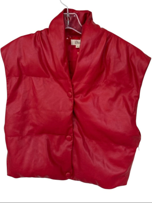 Elan Size S Red Vegan Leather Sleeveless Snap buttons Puffer Vest Red / S