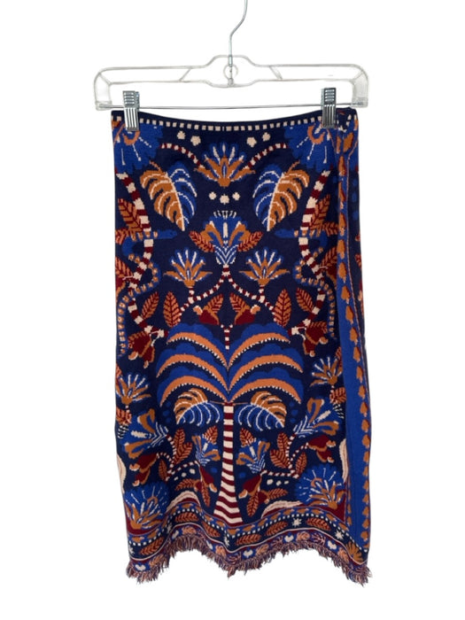 Farm Rio Size S Navy & Tan Polyester Elastic Waist Knit Tree Maxi Skirt Navy & Tan / S