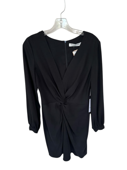 Amanda Uprichard Size S Black Polyester Long Sleeve Front Twist Back Zip Dress Black / S