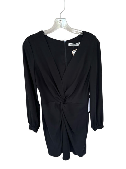 Amanda Uprichard Size S Black Polyester Long Sleeve Front Twist Back Zip Dress Black / S
