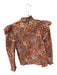 Love The Label Size S Orange & Blue Cotton Long Sleeve Flowers Ruffles Top Orange & Blue / S