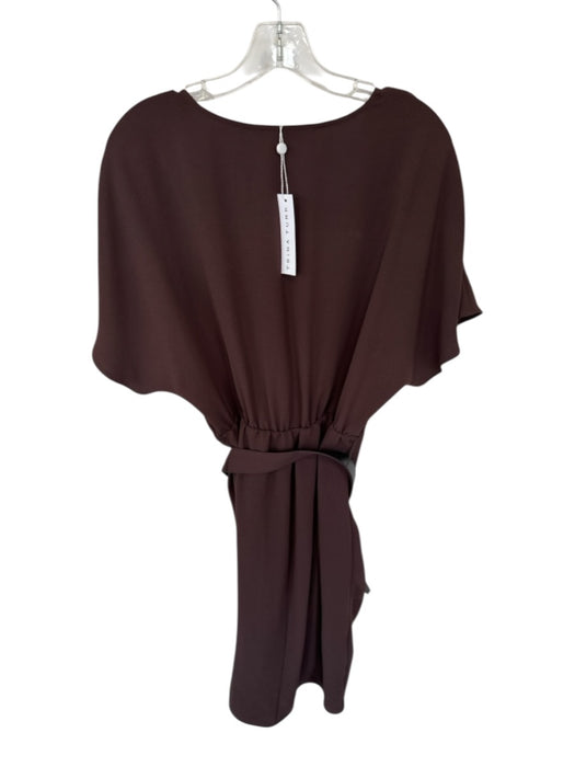Trina Turk Size 4 Brown Polyester Short Sleeve Gathered Front Dress Brown / 4