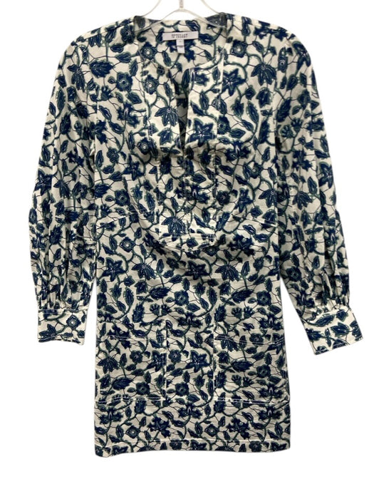 Derek Lam 10 Crosby Size 2 Blue, Green, White Cotton Blend Long Sleeve Dress Blue, Green, White / 2