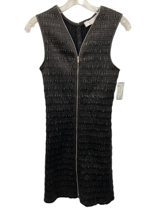 Proenza Schouler White Label Size 4 Black Faux Leather Sleeveless Shirred Dress Black / 4