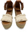 See By Chloe Shoe Size 36 beige, tan, white Leather Upper Canvas Fringe Wedges beige, tan, white / 36