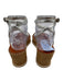 Jimmy Choo Shoe Size 36 Silver & Brown Leather Upper Raffia Open Toe Espadrille Silver & Brown / 36