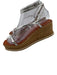 Jimmy Choo Shoe Size 36 Silver & Brown Leather Upper Raffia Open Toe Espadrille Silver & Brown / 36