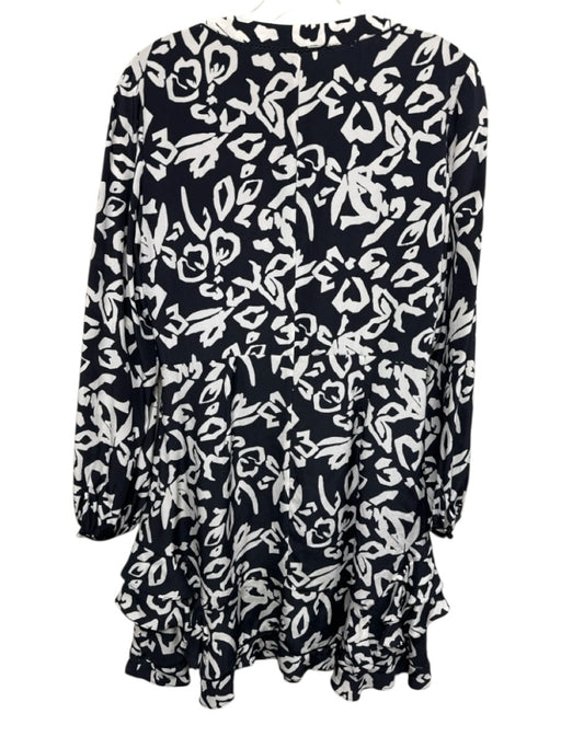 Tanya Taylor Size 6 Navy & white Missing Fabric Tag Long Sleeve V Neck Dress Navy & white / 6