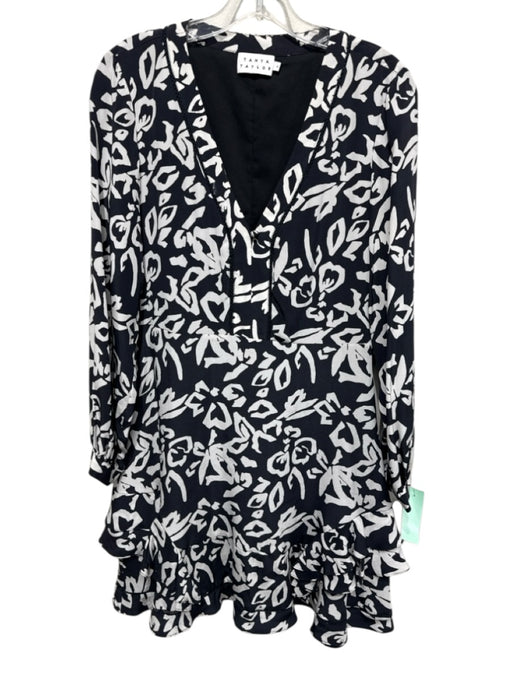 Tanya Taylor Size 6 Navy & white Missing Fabric Tag Long Sleeve V Neck Dress Navy & white / 6
