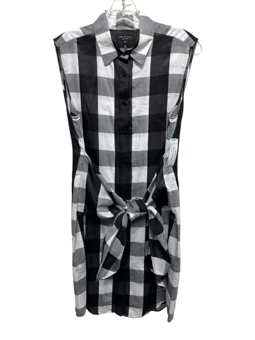 Rag & Bone Size S Black & White Cotton & Viscose Checkered Cap Sleeve Dress Black & White / S