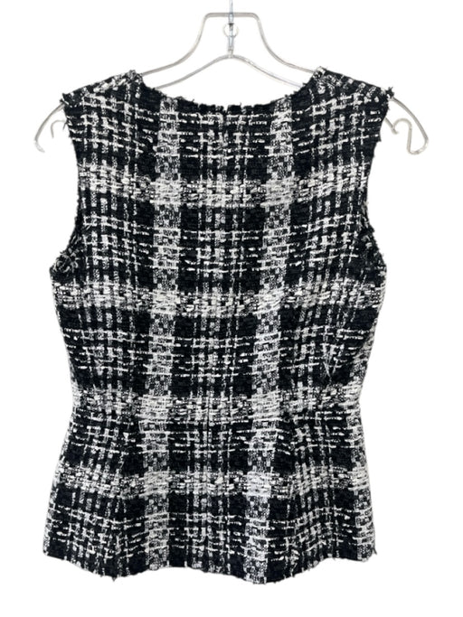 Theory Size P Black & White Cotton & Polyamide Sleeveless Woven Scoop Neck Top Black & White / P