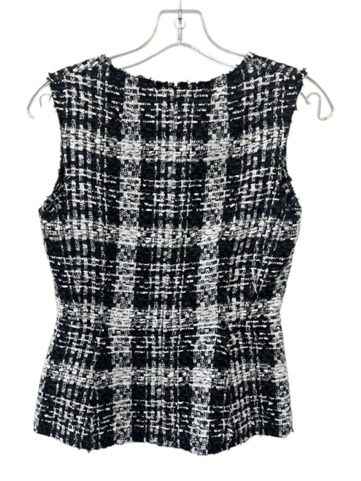 Theory Size P Black & White Cotton & Polyamide Sleeveless Woven Scoop Neck Top Black & White / P